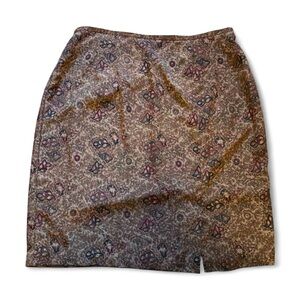 Vintage Liz Baker Patterned Brown Pencil Skirt